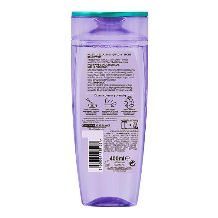 3600524135133 Elseve HYALURON PURE Szampon 400ML 2 720x720